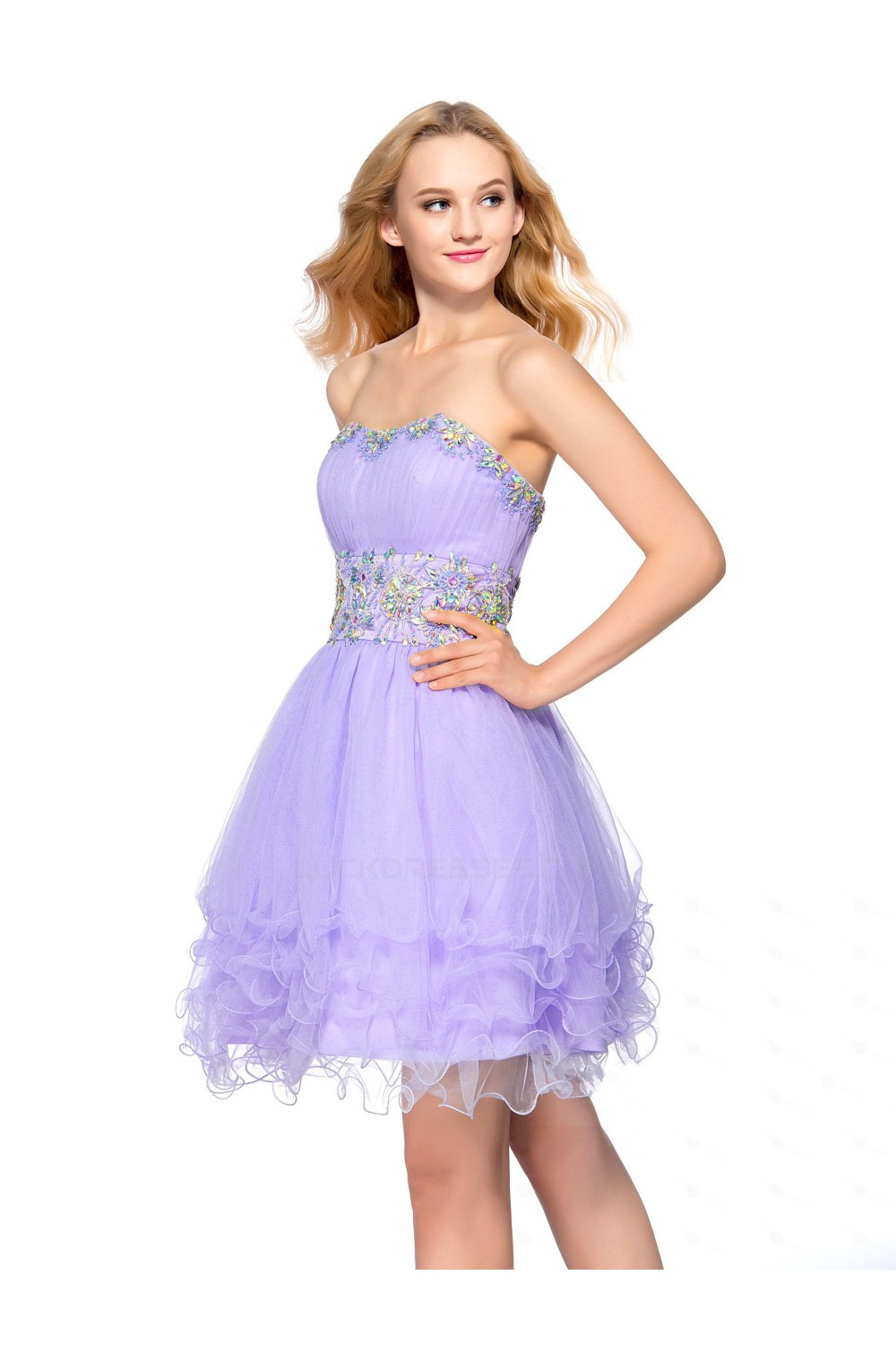 A-Line Strapless Short Beaded Prom Evening Cocktail Homecoming Party ...