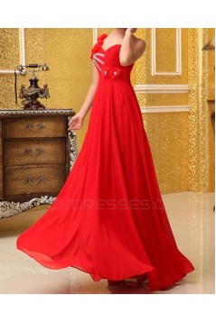 A-Line One-Shoulder Beaded Long Chiffon Prom Evening Formal Party Dresses ED010647