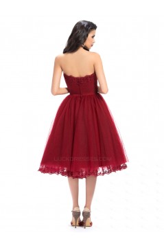 A-Line Strapless Short Tulle Prom Evening Formal Party Dresses ED010658