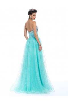 A-Line Sweetheart Beaded Sequin Long Blue Prom Evening Formal Party Dresses ED010661