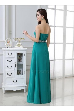 A-Line Strapless Beaded Long Chiffon Prom Evening Formal Party Dresses ED010663