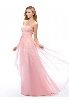 A-Line Sweetheart Long Pink Chiffon Prom Evening Formal Party Dresses ED010665