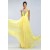 A-Line Straps Sleeveless Beaded Long Yellow Chiffon Prom Evening Formal Party Dresses ED010671