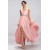 A-Line One-Shoulder Beaded Long Pink Split-Front Prom Evening Formal Party Dresses ED010676