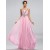 A-Line Beaded Long Pink Chiffon Prom Evening Formal Party Dresses ED010682