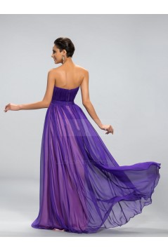 A-Line Strapless Beaded Long Chiffon Prom Evening Formal Party Dresses ED010693