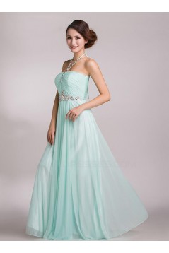 A-Line Halter Beaded Long Chiffon Prom Evening Formal Party Dresses ED010694