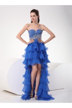 High Low Sweetheart Beaded Chiffon Prom Evening Formal Party Dresses ED010698