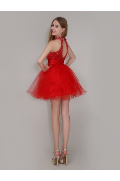 Short/Mini Red Beaded Prom Evening Formal Party Dresses ED010712