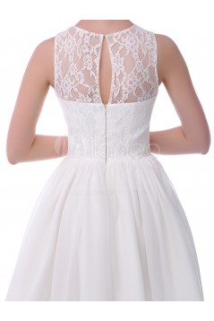 A-Line Short White Lace and Chiffon Prom Evening Formal Party Bridesmaid Dresses ED010717