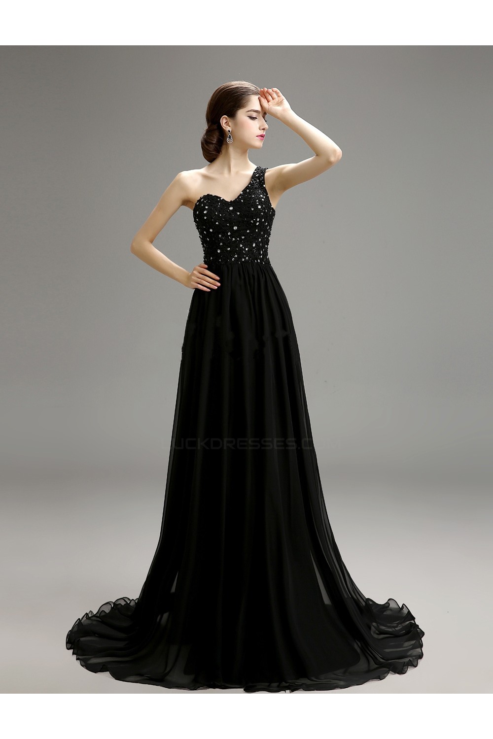 black chiffon gown long