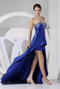 High Low Sweetheart Beaded Blue Prom Evening Dresses ED010779