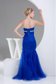 Trumpet/Mermaid Sweetheart Beaded Long Blue Prom Evening Dresses ED010838