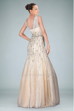 Trumpet/Mermaid Beaded Lace Long Prom Evening Dresses ED010843