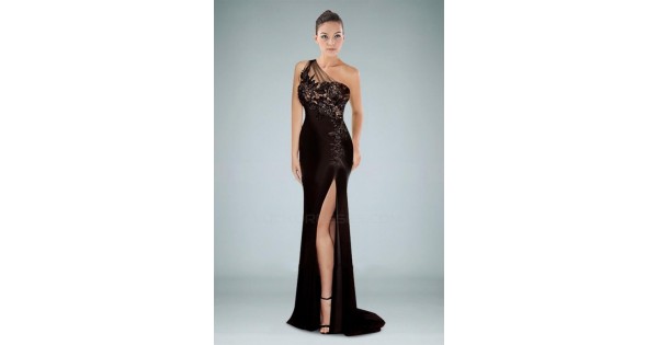 Sheath One-Shoulder Long Prom Evening Formal Dresses ED010863