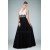 A-Line Halter Black White Long Prom Evening Formal Dresses ED010867