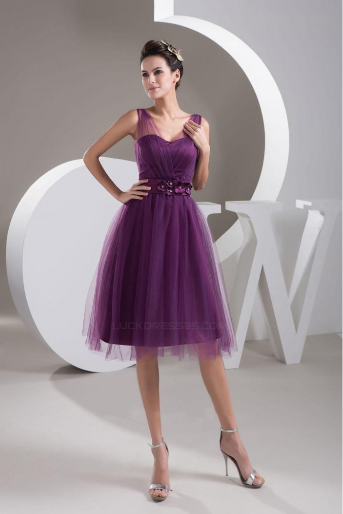 A-Line Short Tulle Prom Evening Formal Bridesmaid Dresses ED010913
