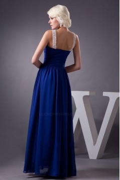 A-Line Beaded Blue Long Chiffon Prom Evening Formal Dresses ED010917