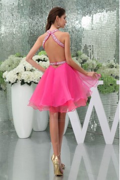 Hot Pink Short Beaded Prom Cocktail Dresses ED010925
