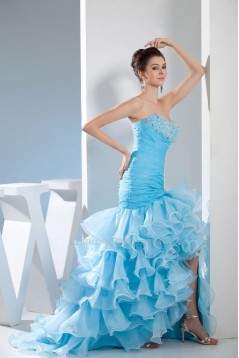 Trumpet/Mermaid Sweetheart Ruffle Beaded Long Blue Prom Evening Formal Dresses ED010934