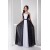 A-Line Strapless Black White Beaded Long Chiffon Prom Evening Formal Dresses ED010940