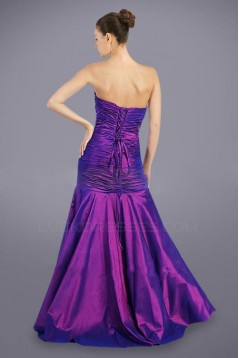 Beaded Long Purple Taffeta Sweetheart Prom Evening Formal Dresses ED010946