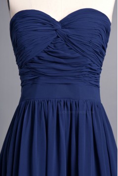 A-Line Sweetheart Navy Blue Long Chiffon Prom Evening Formal Dresses ED010956