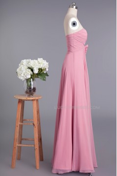 A-Line Sweetheart Long Pink Chiffon Prom Evening Formal Dresses ED010958
