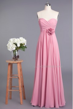 A-Line Sweetheart Long Pink Chiffon Prom Evening Formal Dresses ED010958