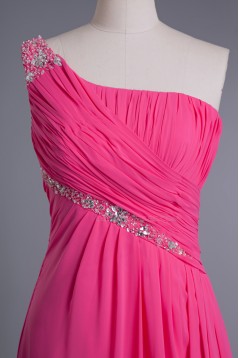 A-Line One-Shoulder Beaded Long Chiffon Prom Evening Formal Dresses ED010960