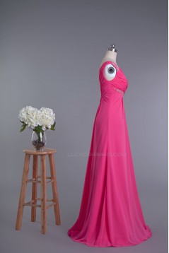 A-Line One-Shoulder Beaded Long Chiffon Prom Evening Formal Dresses ED010960