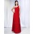 Sheath/Column One-Shoulder Beaded Long Red Chiffon Prom Evening Formal Dresses ED010966