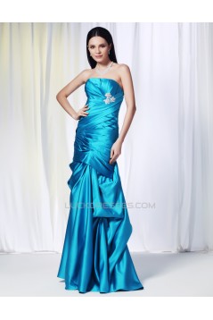 Strapless Long Blue Prom Evening Formal Dresses ED010969