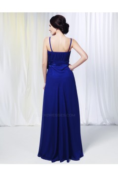 A-Line Spaghetti Strap Long Blue Chiffon Prom Evening Formal Dresses Bridesmaid Dresses ED010978