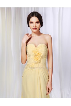 A-Line Sweetheart Long Yellow Chiffon Prom Evening Formal Dresses ED010986
