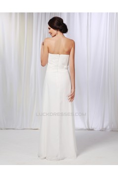 A-Line Strapless Long White Chiffon Prom Evening Formal Dresses ED010994