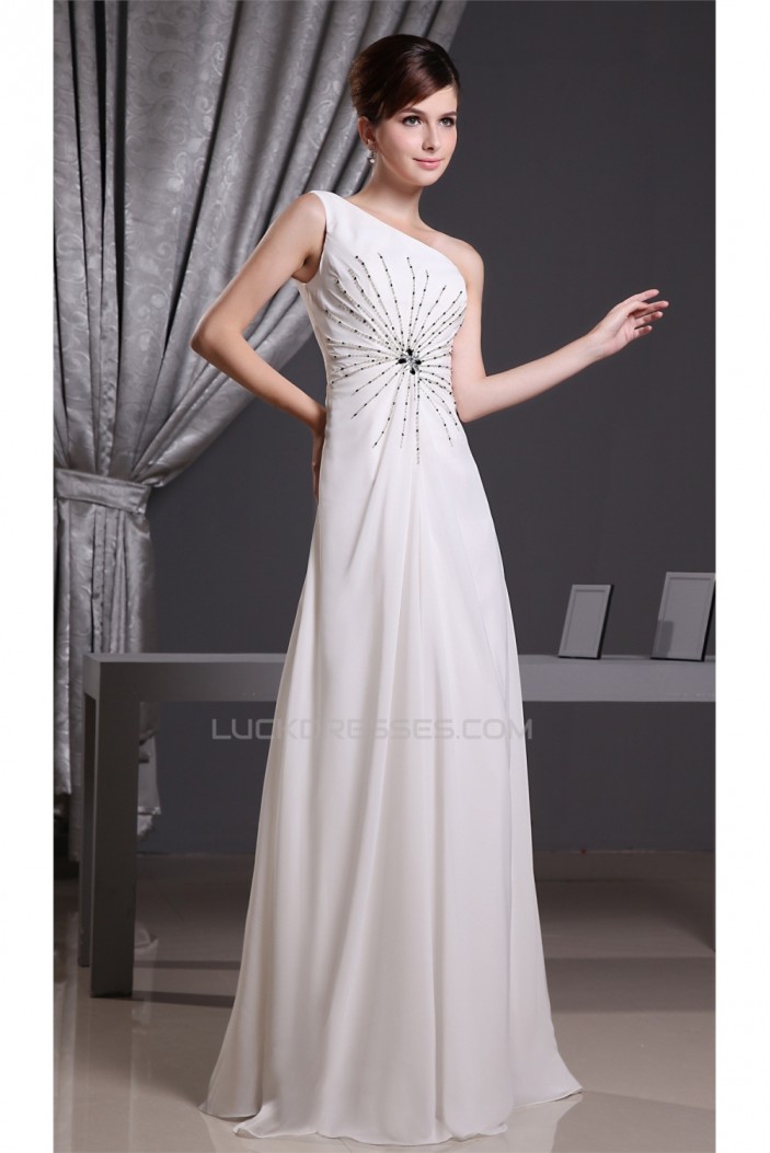 A-Line Floor-Length One-Shoulder Beading Long Prom Evening Bridesmaid Dresses 02020018
