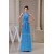 A-Line Floor-Length Ruched Halter Sleeveless Long Blue Party Formal Bridesmaid Dresses 02020019
