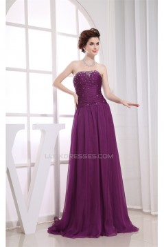 A-Line Ruched Strapless Chiffon Long Purple Prom/Formal Evening Dresses 02020026