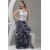 A-Line Sleeveless Beading Organza One-Shoulder Black White Prom/Formal Evening Dresses 02020032