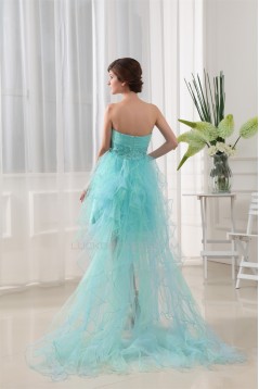 High Low Sweetheart Beaded Fine Netting Sweetheart Prom/Formal Evening Dresses 02020038