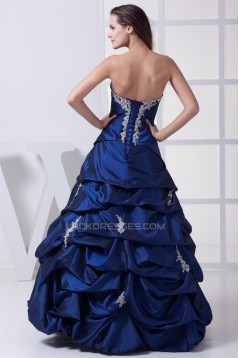 Ball Gown Strapless Taffeta Sleeveless Floor-Length Long Prom Formal Dresses 02020045