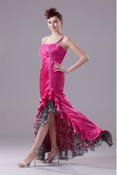 Beading Elastic Woven Satin Leopard Printed Chiffon One-Shoulder Prom/Formal Evening Dresses 02020075
