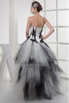 Ball Gown Beading Floor-Length Satin Fine Netting Prom/Formal Evening Dresses 02020076