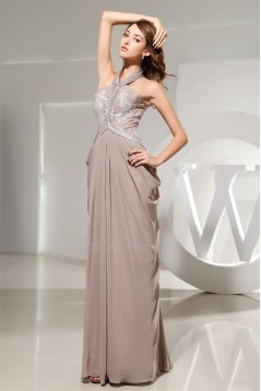 Elegant Sheath/Column Beading Halter Floor-Length Long Prom/Formal Evening Dresses 02020078