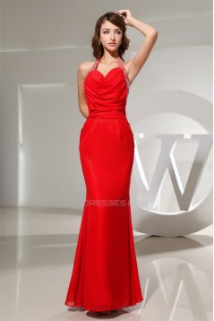 Beading Mermaid/Trumpet Halter Long Red Floor-Length Prom/Formal Evening Dresses 02020081