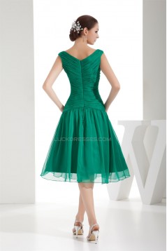 A-Line Beaded Short Green Evening Party Mother of the Bride Dresses 02021023