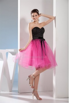 A-Line Knee-Length Beaded Netting Prom/Formal Evening Dresses 02021027