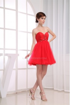 A-Line Fine Netting Short/Mini Prom/Formal Evening Dresses 02021031