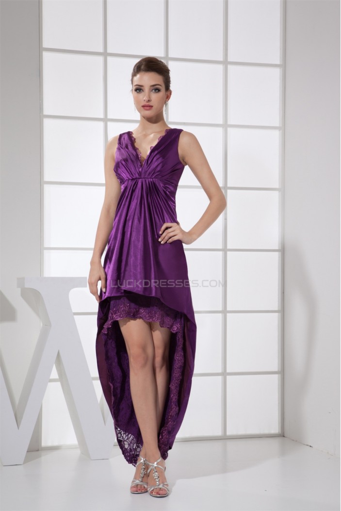 Asymmetrical Ruffles Sheath/Column V-Neck Lace Prom/Formal Evening Dresses 02021037